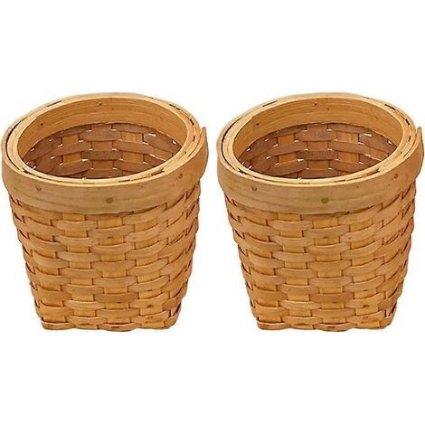Lot de 2 porte-stylos, organisateur de stylos, panier de rangement pour accessoires, porte-stylos en bois tressé-9x8.5cm (1/4)