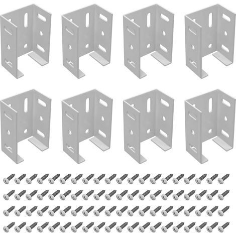 Lot de 8 supports de clôture en alliage d'aluminium robuste avec vis de guidage pour rails de garde-corps Connecteur de pont en bois Connecteur de guidage durable (1/4)