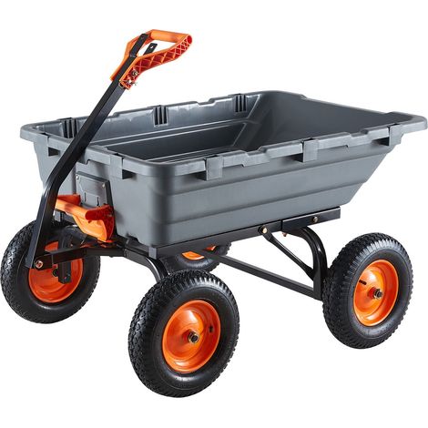 Chariot de Jardin Basculant 680kg, Benne Poly avec Mécanisme de Bascule à 90°, Poignée Réglable, Roues Rotatives 270° pour Plantes, Terre et Récoltes (1/5)