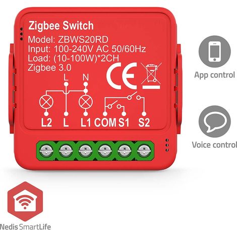 Interruptor de alimentacion smartlife zigbee 30 2x100w conexion de terminales aplicacion disponible para android ios