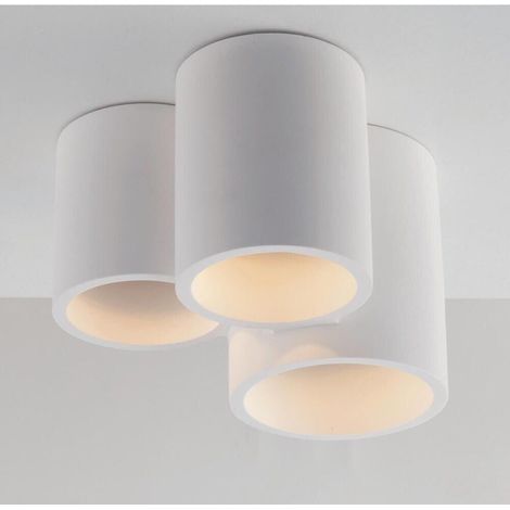 Lampadario Da Soffitto 3 Cilindri In Gesso Verniciabile Supporto Faretto Gu10 (1/4)
