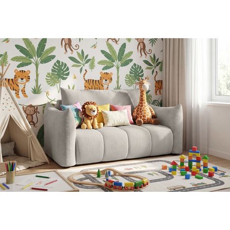 Sofa 2er-Sitzer mit Liegefunktion ONTARIO in Stoff Poso Hellgrau (1/5)