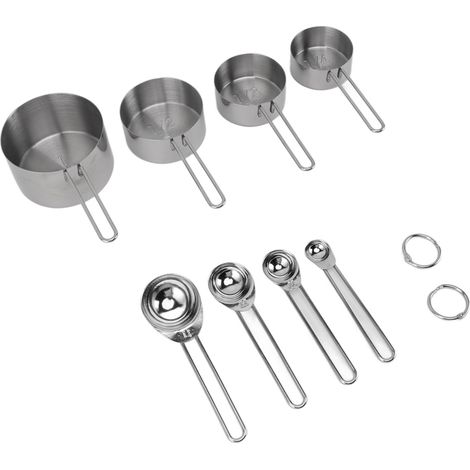 8-teiliges Set stapelbarer Messlöffel und Löffel mit Griffen aus Edelstahl – ideal zum Kochen und Backen (1/5)