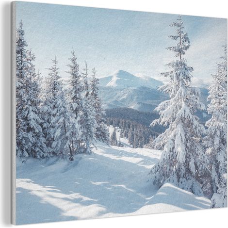 CUADRO ACÚSTICO Paisaje invernal - Naturaleza - Montaña - Árboles - Nieve Absorbe el sonido 100x70 (1/5)