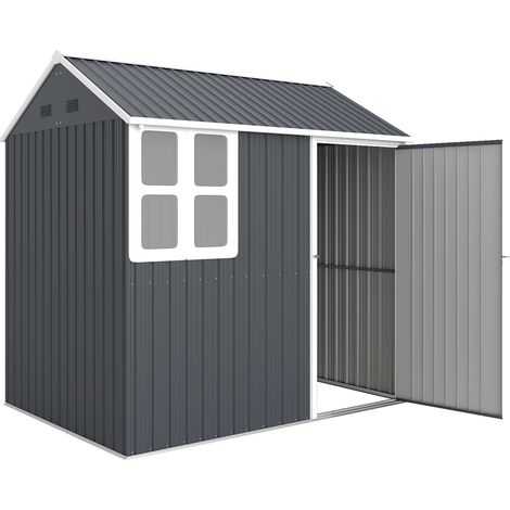 7 x 6ft Galvanised Garden Shed,  Latch - Dark Grey (1/5)