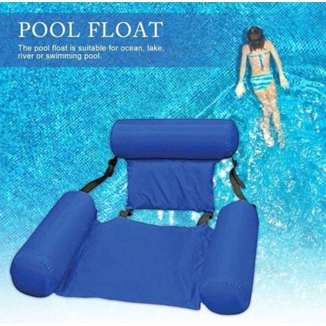 Chaise gonflable bleue pour adulte, lit flottant en tissu réglable, adapté pour piscine et plage (1/5)
