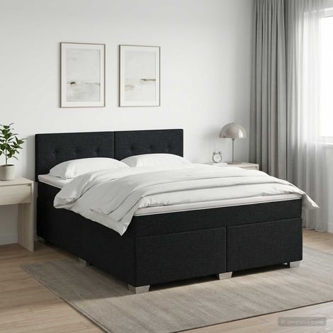 Lit boxspring avec matelas Noir 140 x 190 cm Tissu (1/5)