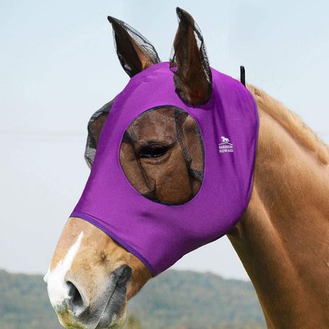 Masque anti-mouches super confortable extensible avec grand espace pour les yeux avec protection UV doux sur la peau avec respirabilité pour cheval - Amethyste (1/5)
