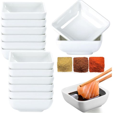 12 Bols Ronds, Céramique, 7,5x7,5x3 cm, Tapas, Sauces, Épices