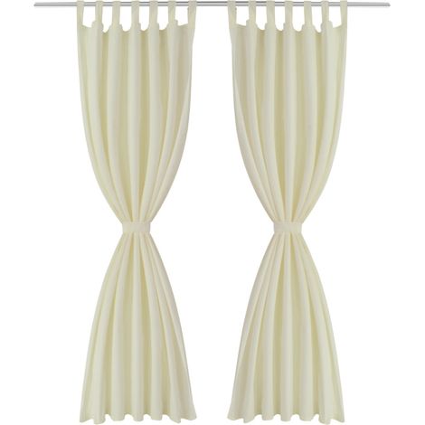Juego de 2 cortinas de microsatén color crema con trabillas 140 x 245 cm decoración de ventana 4002015