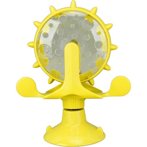 Plateau Tournant Mangeoire Lente pour Chat - Jouet Éducatif Interactif Multifonctionnel Jaune (1/5)