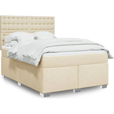 Boxspringbett mit Matratze Creme 140x200 cm Stoff
