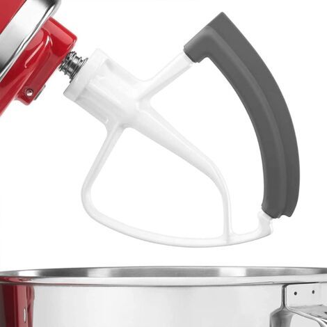 Batteur Plat à Bord Flexible pour Accessoires KitchenAid,Fouet en Aluminium pour Kitchenaid 4.5-5QT Robot Pâtissier,Batteur à Pagaie avec Grattoir Silicone,accessoire optionnel pour KitchenAid (1/5)