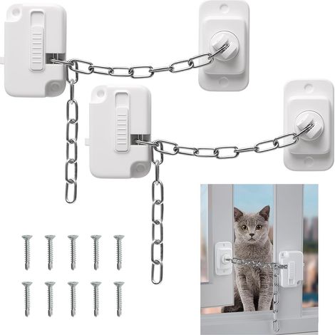 2 pièces de verrous de fenêtre, verrous de sécurité avec vis, verrous de fenêtre pour la sécurité des enfants et des animaux de compagnie, verrou de fenêtre réglable pour porte, fenêtre coulissante (1/5)