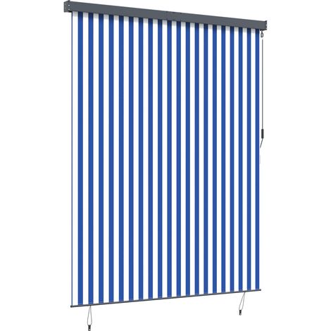 Maison Exclusive - Store enrouleur Bleu et Blanc 200 x 250 cm Tissu et Aluminium (1/5)