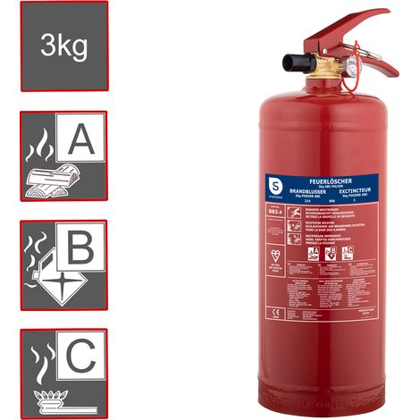 Pulverfeuerlöscher, Brandklassen A, B, C, Manometer, 3kg (1/5)