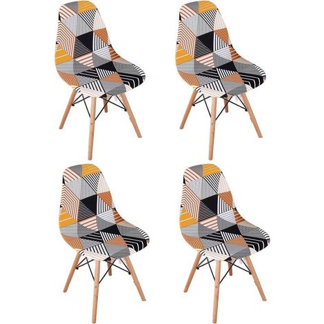 Set mit 4 universellen skandinavischen Stretch-Stuhlhussen ohne Armlehnen für Wohnzimmer, Küche und andere Wohnbereiche (1/4)