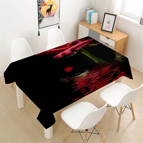 Himlaya 3D Nappe Rectangulaire, Nappes Anti Tache Imperméable, Imprimé Roses Polyester Tissu Nappe pour Salle à Manger/Jardin/Extérieur/Anniversaire (Lac aux pétales,140x220cm) (1/5)