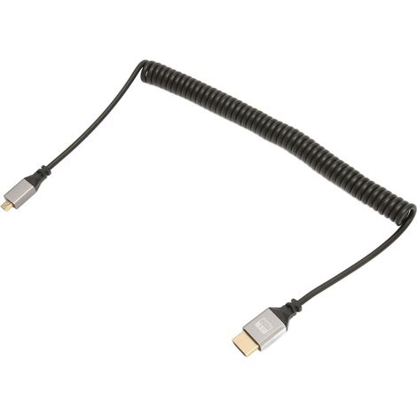 Câble adaptateur à ressort pour interface multimédia HD Mciro 4K 60 Hz 18 Gbit/s pour tablette, appareil photo, TV et moniteur HD (connecteur mâle vers mâle). (1/5)