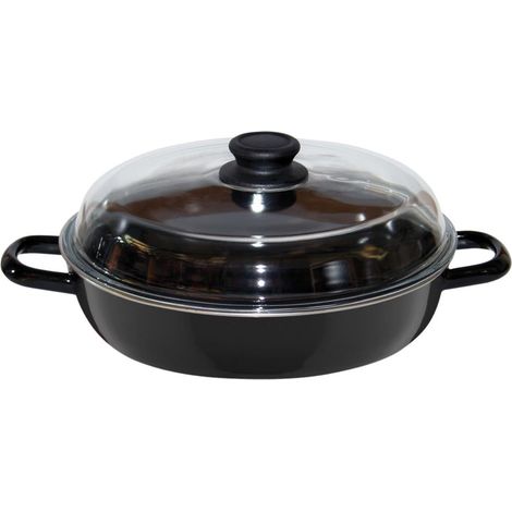 Riess sartén con tapa de cristal Ø24cm dos asas esmalte negro (1/5)