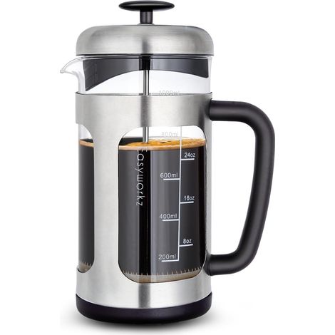 Presse à Français en acier inoxydable avec verre borosilicate résistant à la chaleur, 1000ml (8 tasses) (1/5)