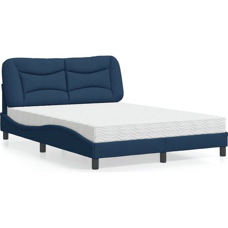 Bett mit Matratze "Hvar" Blau 140x190 cm Stoff