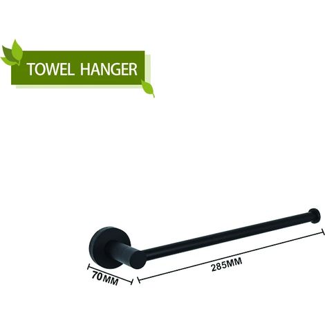 Porte-serviettes mural en acier inoxydable noir mat, barre porte-serviettes, porte-savon, porte-papier toilette, crochets pour peignoirs et serviettes, accessoires de salle de bain (1/5)