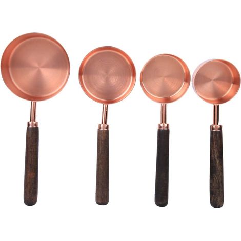 Ensemble de 4 cuillères doseuses en acier inoxydable doré rose pour la cuisine, la pâtisserie et les ustensiles de cuisine. (1/5)