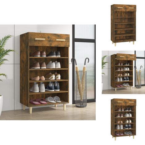 Schuhregale & -schränke - Living Schuhschrank Räuchereiche 60x35x105 cm Holzwerkstoff (1/5)