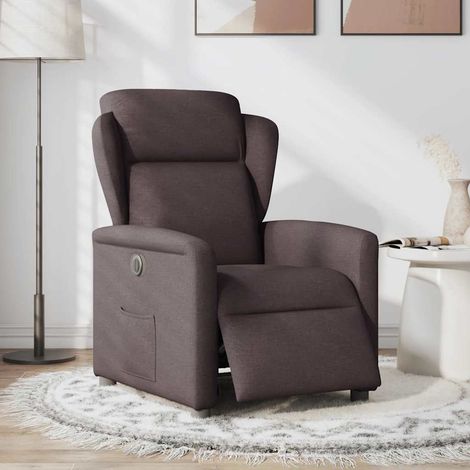 Maison Exclusive - Poltrona Elettrica Reclinabile Marrone Scuro in Tessuto (1/5)