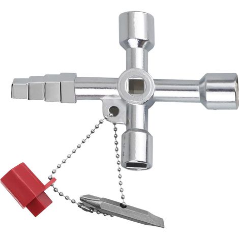 Multifunktionaler 4-Wege-Universal-Dreiecksschlüssel, quadratischer dreieckiger runder Schlüssel, für Aufzüge, Schaltschränke, Ventile, Wasser-, Gas- und Stromzähler (1/5)