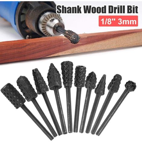 10 pièces Mini tête de lime lime à bois mèche rotative outils de travail du bois noir MNS (1/4)