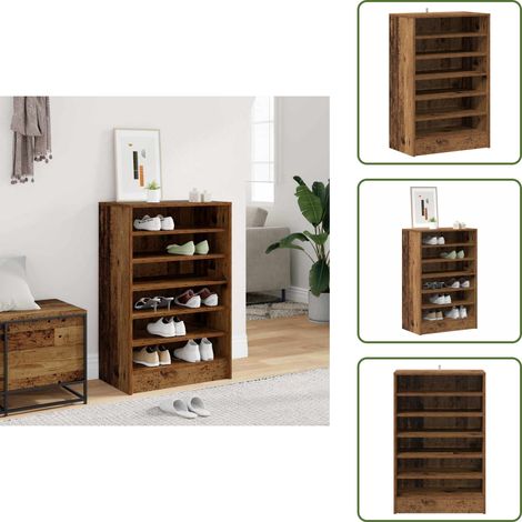 Schuhschrank Altholz-Optik 60x35x92 cm Holzwerkstoff - Schuhschrank - Schuhschränke - Schuhaufbewahrung - Schuhorganizer (1/5)