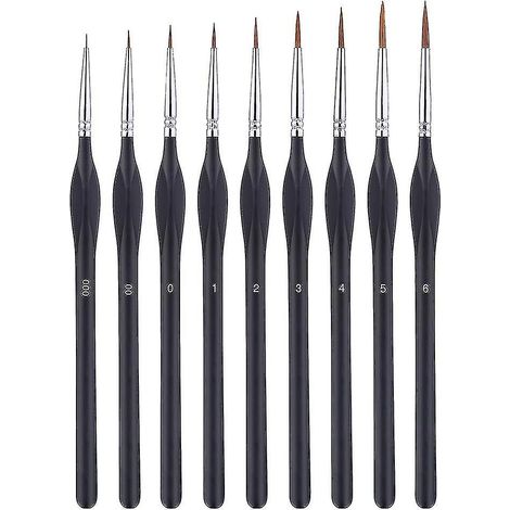 Pinceaux de précision - Ensemble de 9 pinceaux de précision pour acrylique, aquarelle, huile, modélisme - petits pinceaux (1/3)