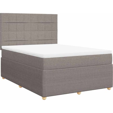 vidaXL Sommier à lattes de lit avec matelas Taupe 140x200 cm Tissu (1/5)