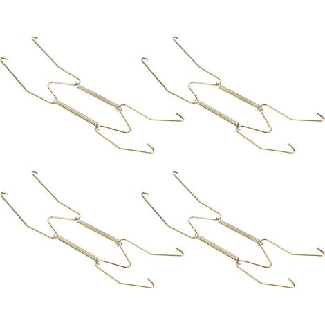 Lot de 4 supports muraux à ressort pour assiettes, en métal avec revêtement doré, porte-assiettes décoratif avec crochets, 20 cm (8 pouces).-19.00X4.60X0.20CM
