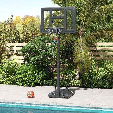 Soporte para canasta de baloncesto, para interior/exterior, altura regulable, con ruedas, base rellenable, altura de la canasta 2,30-3,05 m (1/5)