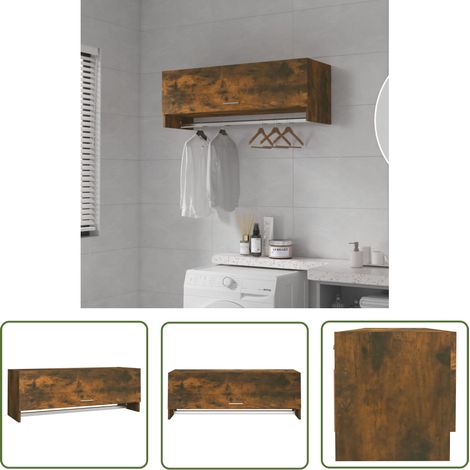 The Living Store Garde-robe Chêne fumé 100x32,5x35 cm Bois d'ingénierie - Armoire - Placard - Meuble De Rangement - Dressing - Commode (1/5)