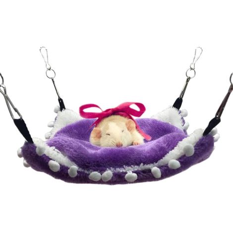 Hamac pour Petit Animal Polaire Double Couche hamac pour Petits Animaux Maison chaleureuse pour Lapin Hamster Chinchilla Cochon d'Inde Violet M (1/4)