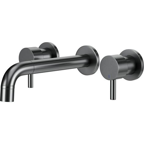 Colore Round Gunmetal Grey Wall Mounted 3 Tap Hole Bath Filler Tap (1/5)