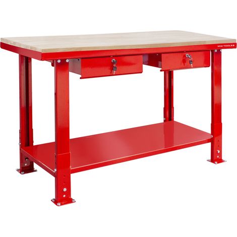 Établi 150 cm avec pieds réglables plateau MDF 2 tiroirs MW Tools DER1500PW (1/4)