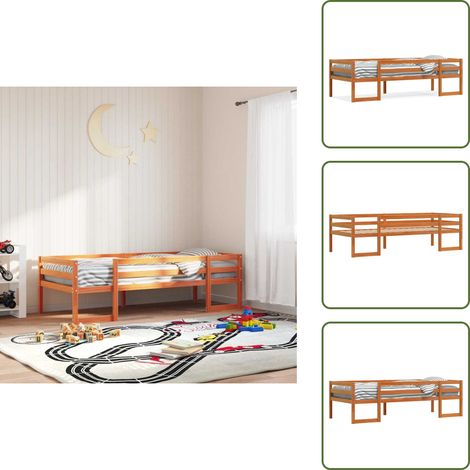 Cadre de lit pour enfants sans matelas cire marron 75x190 cm - Lit Enfant - Cadre De Lit - Lit Bébé - Mobilier Enfant - Chambre D'enfant