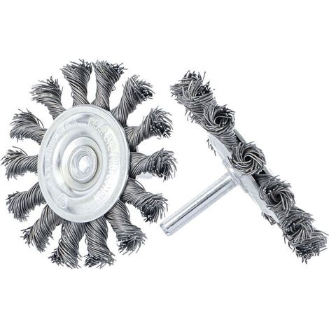 Brosses metalliques circulaires 75 mm fils torsades pour perceuse 2pc (1/4)
