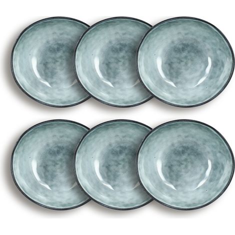 Lot de 6 assiettes creuses en grès 21cm, ARONAL