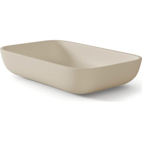 Lavabo Sobre Encimera Baño Resina Mineral Recubierta de Poliuretano Acrílico Lavabo Baño para Encimera 51x33cm Beige (1/5)