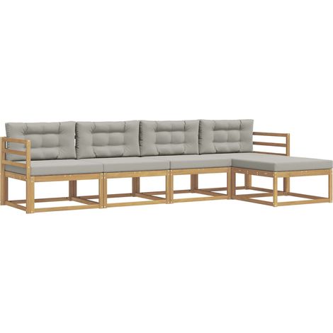 Conjunto de sofás de exterior 4 uds. Blanco y Gris Claro vidaXL (1/5)