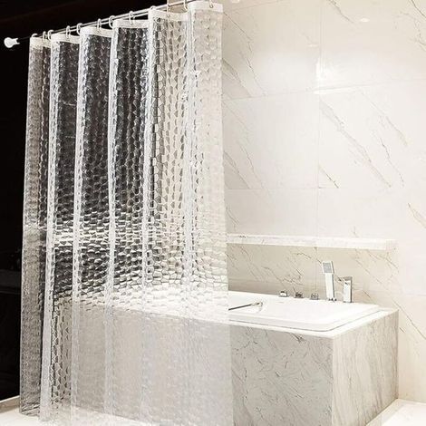 Anti-Schimmel-Duschvorhang 180 x 200 cm, halbtransparent, 0,18 mm dickes, wasserdichtes EVA-Material, waschbar, 3D-Duschvorhang mit 12 Ringen, PVC-frei (1/5)