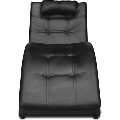 Chaise longue avec oreiller Noir Similicuir (1/5)