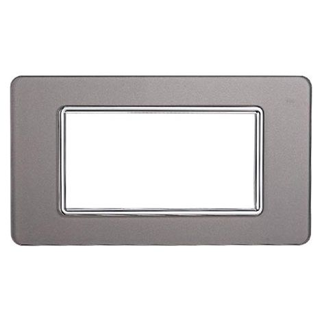 Kompatible Abdeckrahmen Vimar Plana 4 module Glas Silber Farbe Ettroit EV84406