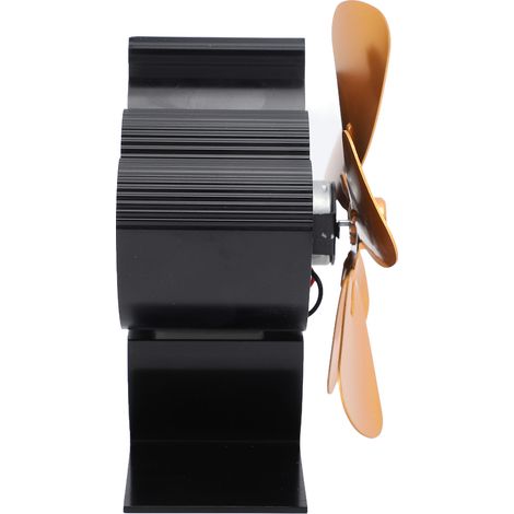 Ventilateur de poêle à bois durable et silencieux en alliage d'aluminium, alimenté par la chaleur, pour cheminée à bûches, couleur or (1/5)